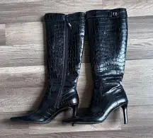 Lauren Ralph Lauren Crocodile heeled boots size 8.5