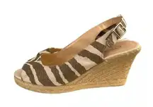 CHICO’S Zebra Print Sandals Women’s Simon Espadrille Wedge Slingback Heels 9
