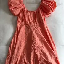 Abercrombie & Fitch Coral Puff Sleeve Mini Dress