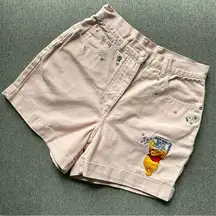 Disney // High Waist Winnie The Pooh Embroidered Shorts