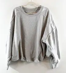 Free People Bubble Up Dropped Shoulder Oversized Pullover Sweatshirt Gray Medium