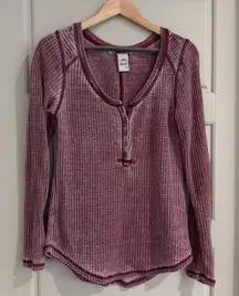 American Rag Waffle Knit Burnout‎ Henley Size Small