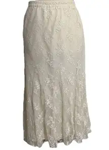 Off white cream ivory lace knee length skirt small