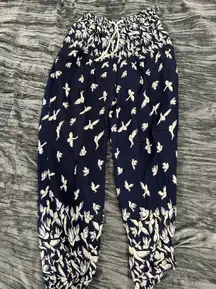 Navy Blue Pants with Bird Print One size S-L By Kathmandu 