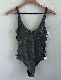 NWT Bebe Metallic One Piece Strappy Side Swimsuit Small