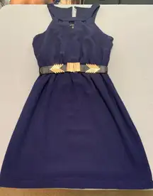 Navy Blue High Neck Dress 