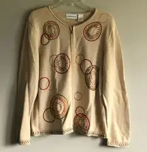 Alfred Dunner Zip Up Sweater L