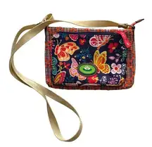 Lily Bloom Cross Body Shoulder Bag Purse Handbag Navy Blue Floral Butterflies