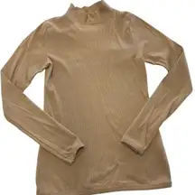 Abercrombie & Fitch Sweater‎ Womens Medium Brown Tan Ribbed Knit Mock Neck