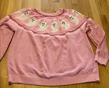 Modcloth You've Been Ghosted Fair Isle Sweater in Pink Sz 3X