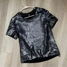 IRO Sequin Tee Shirt Top Black (size 2) iridescent holiday party shiny going out