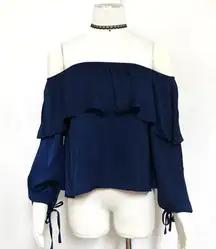 Ruffle Satin Off Shoulder Boho Top