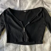 Black Zip Up Crop