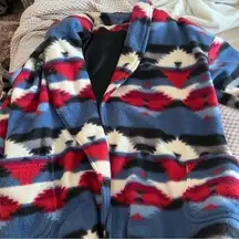 None BOHO SOUTHWESTERN FLEECE SHACKET