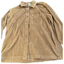 VTG LL Bean Thick Wide Wale Corduroy Chore Shirt Jacket Sz Reg M Khaki Retro 90s
