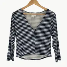 Reformation Women's Janine Knit 3/4 Sleeve Gingham Cardigan | Sz Medium | Blue