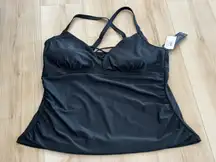 Aqua Couture Chic Curvy Black Swim Top —size 2X —NWT