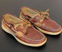 Sperry Womens Top Sider Boat Shoes Loafer Tiger Print Moc Toe Brown Size 6.5