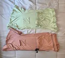 Bundle of Overslept Pink and Green Short Sleeve Pajama Sets Size Large