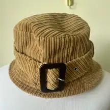 Lord & Taylor Corduroy Cotton Buckle Hat Tan Brown