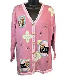 Storybook Knits Small Pink Dog Cardigan Sweater