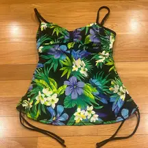 Caribbean Joe  women’s floral tankini top size 12 .