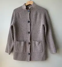 Moth Anthropologie Button Front Cardigan Sweater Ribbed Knit Neutral Tunic Small