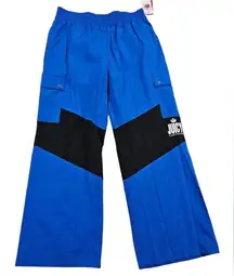 NWT Juicy Couture Wide Leg Y2K Parachute Colorblock Pants Blue/Black Size XL