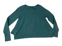 Peruvian Connection size medium blue Teal Crew Neck Sweater notched waist