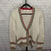 Boston Traders Vintage  Limited Hand Knit Beige 90s Cardigan Sweater