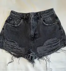 Black Moto Mom Jean Shorts