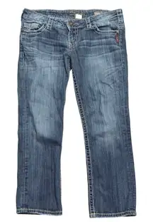 Silver Jeans Santorini Womens 30 Crop Capris Cropped Denim Pants Faded Blue Wash