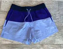 Athleta Oahu‎ Colorblock Shorts 4 Purple Swim Short Breach Zipper Pockets