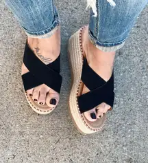 Black Espadrille Wedge Sandal