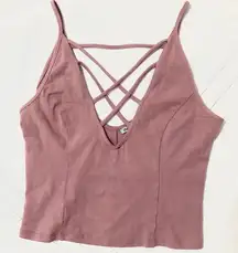 Dusty Rose Charlotte Russe Strappy Crop Top