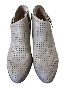 Pierre Dumas Rustic Laser Cut Micro Dot Ankle Booties Size 7.5 Brown Faux Suede