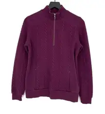 ORVIS Jacquard Cable Knit 1/4 Zip Pullover Sweater Purple S