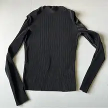 French connection Pleated high neck long sleeve blouse metallic black