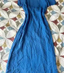 Blue vintage 80s or 90s floral Talbots maxi dress. Size 10.