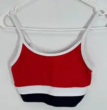 Beach Riot Red White Blue Ribbed Striped Bralette Bikini Top Size XS Colorblock