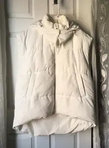 Zara oversized puffer hoodie vest side pockets full zip up women size S-M