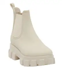 Jeffrey Campbell  Pleu Platform Lug Sole Chelsea Rain Boot in Cream Size US 10