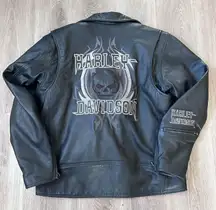 Harley Davidson Jacket Mens Large Skull Leather Biker Motorcycle 97037-08VM 2007