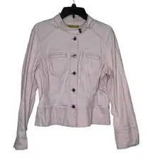 Sigrid Olsen Women's Jacket 5 Buttons Stretch‎ Crop Hi-Neck  Denim Pink  14