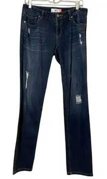 Cabi Blue Dark Wash High Rise Slim Boyfriend Jeans Womens 6 Blue Distressed