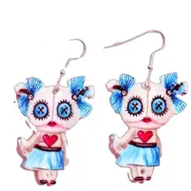 NEW! Halloween VooDoo Doll Drop Earrings Spooky Costume Jewelry Double-Side Cute