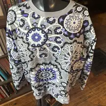 Vera Bradley purple & gray paisley 2x cropped sweatshirt