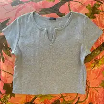 brandy melville grey ribbed short sleeve crop top 