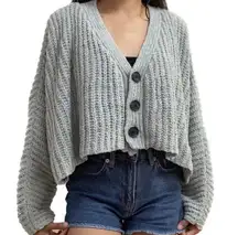 Mint Oversize Batwing Dolman Sleeve Knit Crop Cardigan Sweater