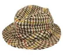 Vintage Unisex Millars Irish Wool Houndstooth Tweed Woven Hipster Bucket Hat